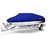 MSC-Heavy-Duty-600D-Marine-Grade-Polyester-Canvas-Trailerable-Waterproof-Boat-Cover-Pacific-BlueFits-V-HullTri-Hull-Runabout-Boat-CoverFull-Size-Boat-Cover
