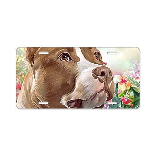 Fashionczyframe Pit Bull Painting Aluminum License Plate Front