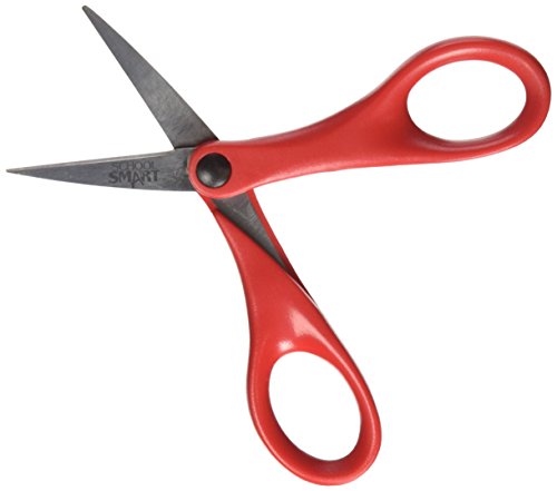 School Smart Value Light-Weight Scissors, 5 Inches, Straight Handle, Red