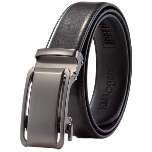 KM Legend Men’s Leather Automatic Buckle Ratchet Dress Belt for Men Customizabl…