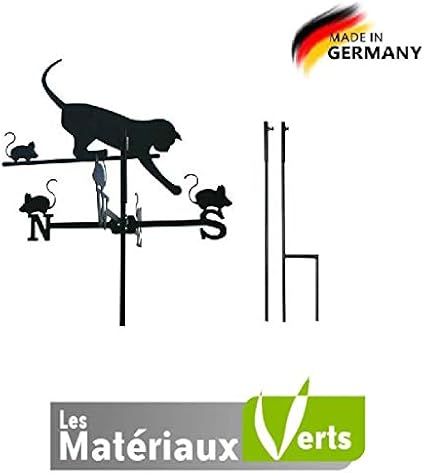 Grande Girouette Chat Et Souris En Fer Forge Modele Haute Qualite Allemande Mat A Planter Amazon Fr Jardin