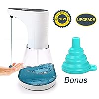High Capacity Automatic Soap Dispenser, Touch-Free Motion Sensor Liquid Dish Soap Dispenser Transparent ABS Soap Dispenser for Kitchen Bathroom, with Free Silicone Foldable Funnel, 520ml. / 17.8oz.