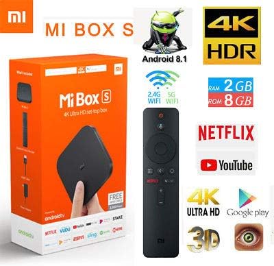 Mi Box S Android TV 8.1 with Google Assistant Remote - 4K HDR - Wi-Fi - Bluetooth 4.2 8 GB - Black