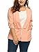 Agnes Orinda Women Plus Size 3/4 Sleeves Ruched Cuffs Blazer 2X Pink