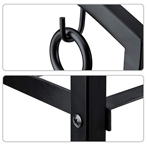 Syntrific Firewood Rack with 4 Fireplace Tools Fireplace Log Holder for Indoor and Outdoor Heavy Duty Steel Black Fireplace Log Rack Wrought Iron Logs Bin Holder for Fireplace Tool Set