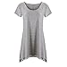 TDTE Women's Short Sleeve O-Neck Flare Chiffon Hem Loose T-Shirt Tunic Top Blouse