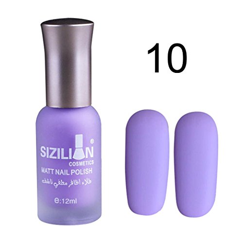 Matte Dull Nail Polish XUANOU 12ml Fast Dry Long Lasting Nail Art Matte Nail Polish Gel (Purple) - Thumbnail 2