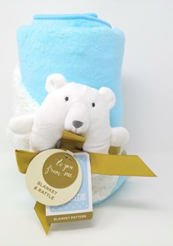 Bear Valboa Ring Rattle and Blanket Set LIMITED EDITION Fleece Blue
