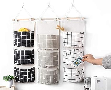 Amazon ウォールポケット ドア掛け 吊り下げ ドアハンガーポケット 小物 収納ポケット壁掛け収納ポケットドア 衣類 タオル 靴下 書籍 小物収納袋 玄関 キッチン 浴室などに最適 水洗い可能 3つセット 9個のポケット ブラック ウォールポケット オンライン通販