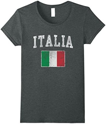 Womens Vintage Italia Italian Flag Italy Shirt Medium Dark Heather