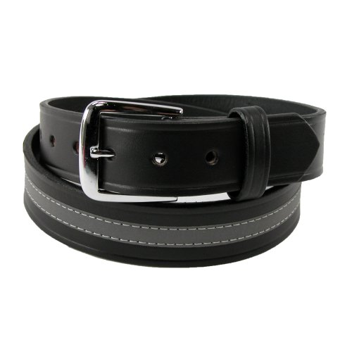 Boston Leather Men's Leather 1 1/2 inch Reflective Work Belt, 44, Black