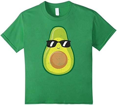 Kids Avocado With Sunglasses | Funny Illustration T-Shirt 8 Grass