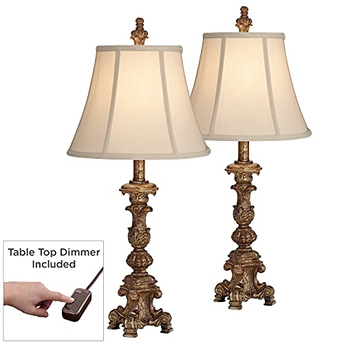 Elize Traditional Table Lamps Set of 2 with Table Top Dimmers Gold