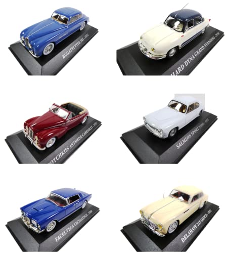 OPO 10 - Set of 6 cars 1/43: Facel Vega + Delahaye + Panhard Dyna + Hotchkiss Antheor + Bugatti - LVA01