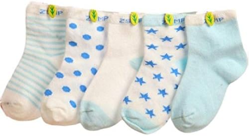 TwoYears 5 Pairs Newborn Baby Lovely Cotton Socks (0-6 months, blue)