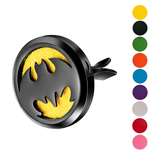 mEssentials Black Chrome Bat Aromatherapy Car Air Freshener Essential Oil Car Vent Diffuser With Vent Clip and 9 Color Refill Pads - Thumbnail 3