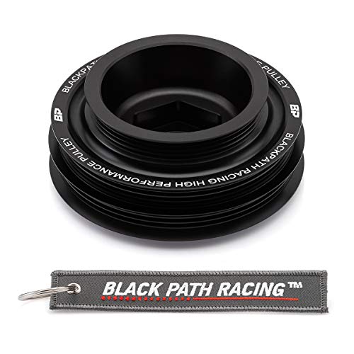 BlackPath - 1990-2001 Integra Lightweight Racing Crankshaft Pulley Fits Acura B18B1 + B18C1 + B18C3 + B18C5 Engines (Black) T6 Billet