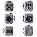 Grey/Black Fidget Cube Relieves Stress And Anxiety for Children and Adults With KeyChain