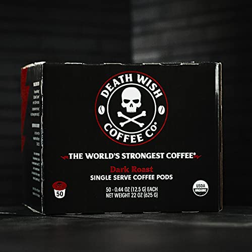Death Wish Coffee Single Serve Pods Extra Kick of Caffeine Dark