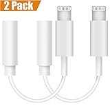2 PACK Lightning to 3.5mm Headphone Jack Adapter – Lightning Connecter to 3.5mm Audio Jack Earphone Extender Jack Stereo for iPhone 7 / 7 Plus - Not Support IOS 10.3