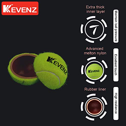 KEVENZ 12 Pack Competition Tennis Ball, Advanced Melton Nylon and Rubber Dog Toys, Keep Flight