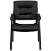 Flash Furniture Haeger Black LeatherSoft Executive Side Reception Chair with Titanium Gray Powder Coated Frame
