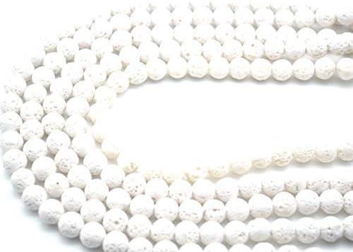 Catotrem Natural White Volcanic Lava Stone Round Loose Stone Beads DIY for Jewelry Bracelet Making 15" Per Strand 10mm