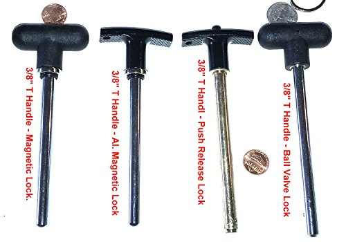 SB Distribution Ltd. Magnetic Steel Pin, Tensile - 3/8" Dia Shaft 4-1/4" Locking Space - w/Deluxe Aluminum T Knob | Universal Weight Stack Pin | Detent Hitch Pin.