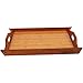 Wood Serving Tray With Handles - Large and Small Stackable Carrying Trays - Brown - 2 Piece Set - 14.8