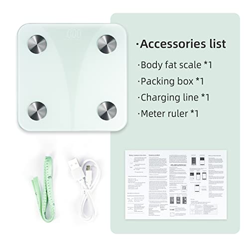 Smart Scale for Body Weight-with APP Digital Bathroom Scale, Precise Measurement Bluetooth Body Fat Scale, Heart Rate Monitor, Body Fat Measurement Device, Rechargeable Smart Scale
