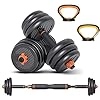 6 in 1 Set Kettlebell & Halters & Barbell, Set van 20 kg Verstelbare Dumbbell Gewichten, vier Fitnessmodi, Perfect voor…