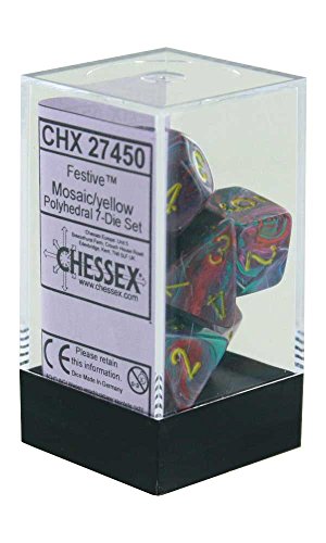Chessex CHX27450 Dice-Festive Set, Mosaic/Yellow