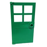 Lego Parts: Door 1 x 4 x 6 with 4 Panes and Stud Handle (Green)