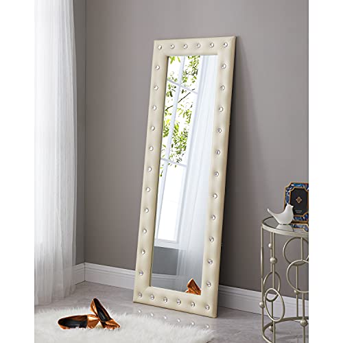 Naomi Home Crystal Tufted Full Length Mirror, Large Floor Mirror