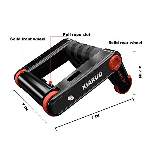 KIARUO Foldable Double AB Wheel & Push up Bars 2 in 1 Fitness Equipment with Knee Pad & Resistance Rope Portable Exercise Fitness Trainer Workout Abs Core Power for Home Gym & Traveling - Thumbnail 4