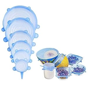 Condant deksel van rekbare siliconen, set van 6 in verschillende maten, siliconen voor slakommen, kommen, kopjes en…