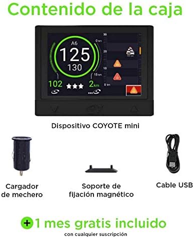 -Coyote Mini-Avisador de radares- Legal, Permitido por DGT´-Radar Fijo, Movil- Alertas de trafico y límites de Velocidad. Requiere suscripción