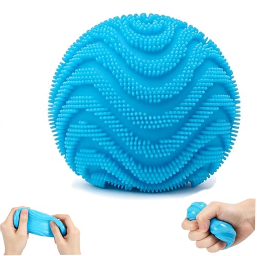Last Page® Fuzz Squishy Stress Ball, Slow Rising Memory Foam Fidget Squishy Fuzz BallsSensory Squishy Ball Calming Tactile Grip, Adults Anxiety Relief Squeeze Ball (1pack) (blue)