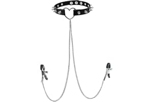 Niaspi Fake Nipple Rings Adjustable PU Leather Choker Necklace Non-Piercing Nipple Rings Sexy Body Chain Fake Nipple Jewelry