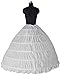 Petticoat, Women 6 Hoops Skirt Crinoline Petticoats Slips Floor Length for Bridal Gown White