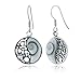 925 Sterling Silver Shiva Eye Shell Inlay Yin Yang Dangle Hook Earrings