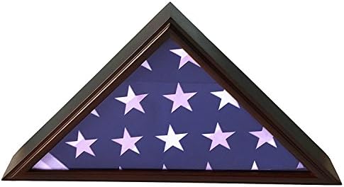 5x9 Burial/Funeral/Veteran Flag Elegant Display Case, Solid Wood, Cherry Finish, Flat Base
