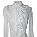Shirts for Women Stand-Up Collar Vintage Victoria Ruffle Long Sleeve (L, BS02-White)