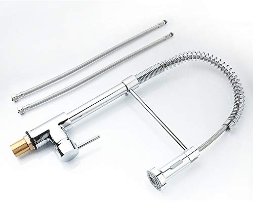 WYYSYNXB Kitchen Sink Taps Hole Pull Out Sprayer Kitchen Faucet Chrome Monobloc Mixer Tap Single,001