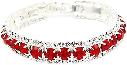 JSEAMulti Color 6mm Round Rhinestones Tennis Bracelets Silver Womens Red Blue Black Clear Rhinestones Jewelry