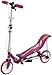 SpaceScooter Ride On Pink | Push Board Pump Action Kids Scooter with Handbrake, Air Suspension & Compact Fold
