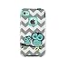 MagicSky  Apple iPhone 4/4S Case, Cheveron Owl Pattern 3-in-1 Combo Hard Case Full Body Hybrid Impact Shockproof Defender Case Cover, Cyan