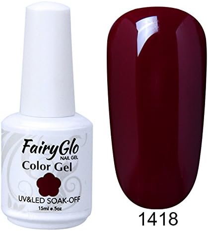 FairyGlo Gel Nail Polish Colour Coat Varnish Soak Off UV LED Beauty Salon Manicure Decor Nail Art 15ml Burgundy 1418