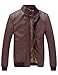 WenVen Men's Stand Collar Fleece Lined Bomber Faux Leather Jacket