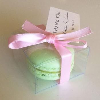 25 Pz Scatola Porta Macaron Fondo e Coperchio Trasparente 8 Pose